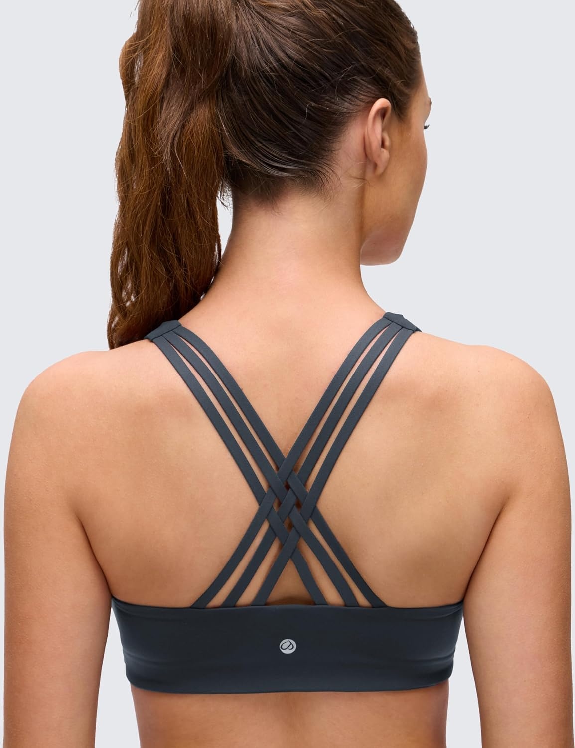 image:imageCRZ YOGA Butterluxe MultiStrap Cross Back Sports Bras for Women V Neck Padded Strappy Wireless Yoga TopTrue Navy