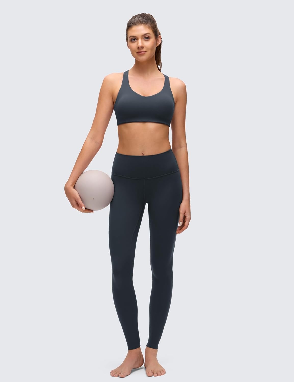 image:imageCRZ YOGA Butterluxe MultiStrap Cross Back Sports Bras for Women V Neck Padded Strappy Wireless Yoga TopTrue Navy