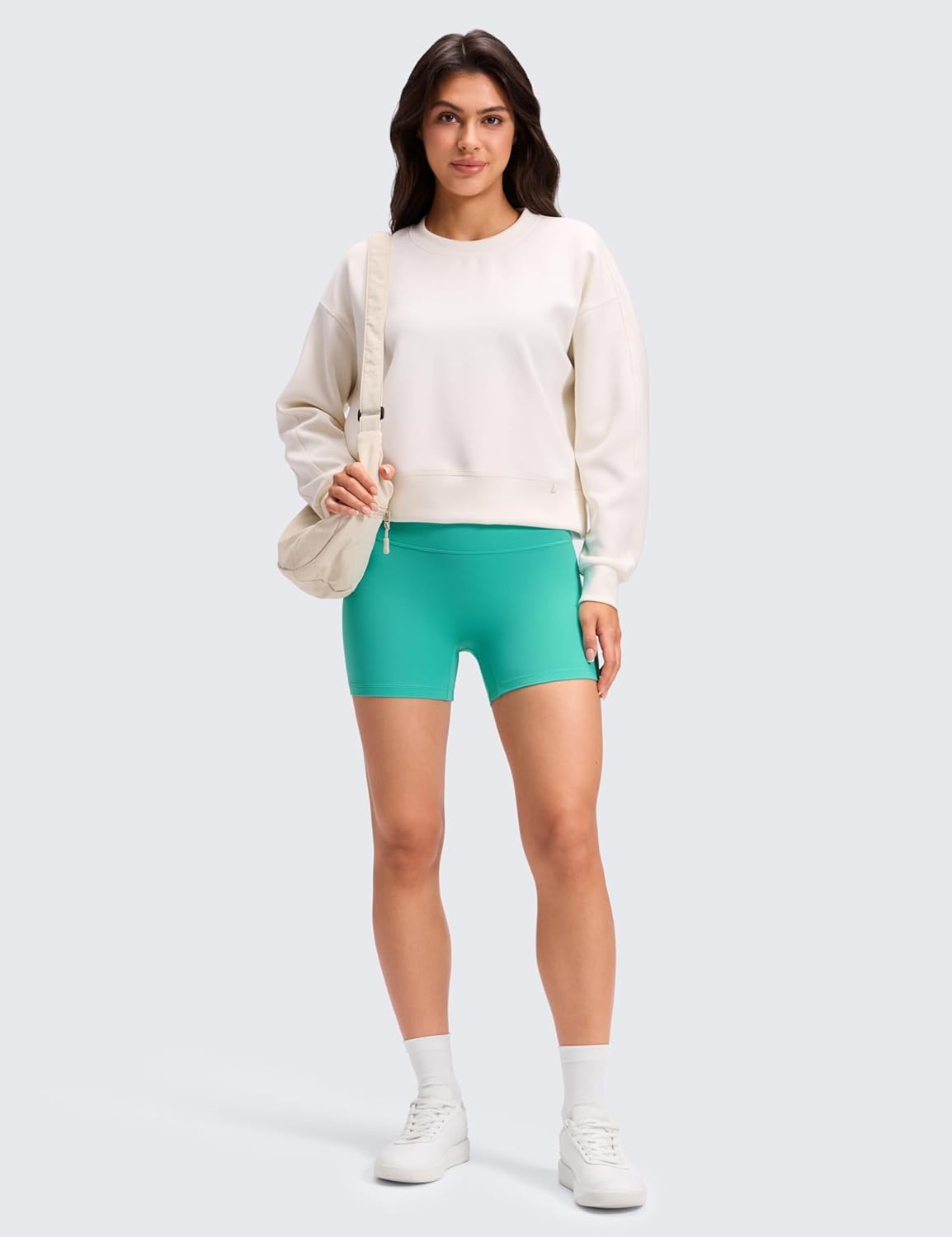 image:imageCRZ YOGA Butterluxe No Front Seam Biker Shorts 4 High Waisted Lounge Pilates Workout Athletic Womens Buttery SoftAtlantis Green