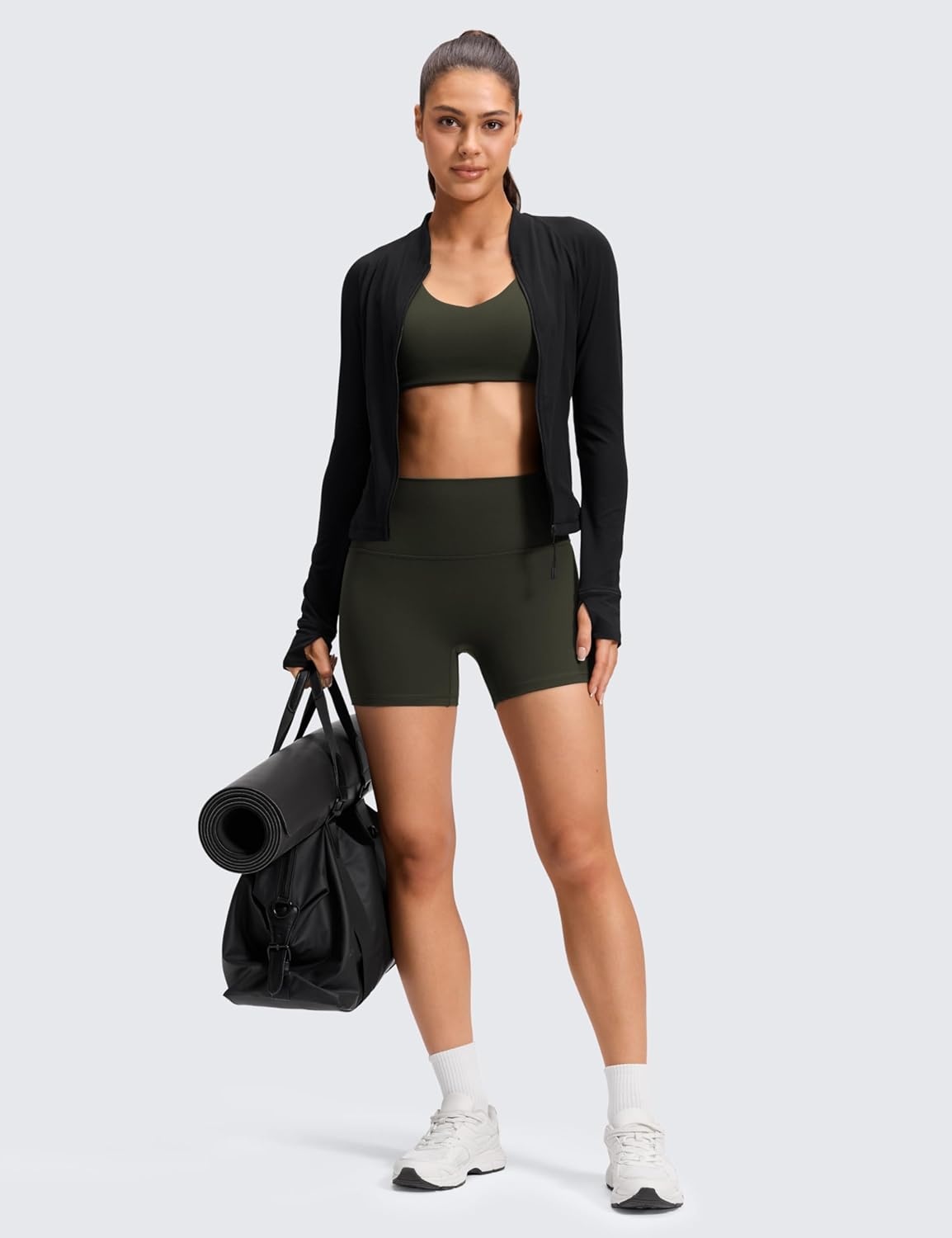 image:imageCRZ YOGA Butterluxe No Front Seam Biker Shorts 4 High Waisted Lounge Pilates Workout Athletic Womens Buttery SoftOlive Green
