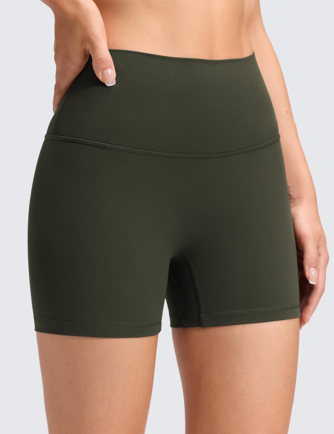image:imageCRZ YOGA Butterluxe No Front Seam Biker Shorts 4 High Waisted Lounge Pilates Workout Athletic Womens Buttery SoftOlive Green