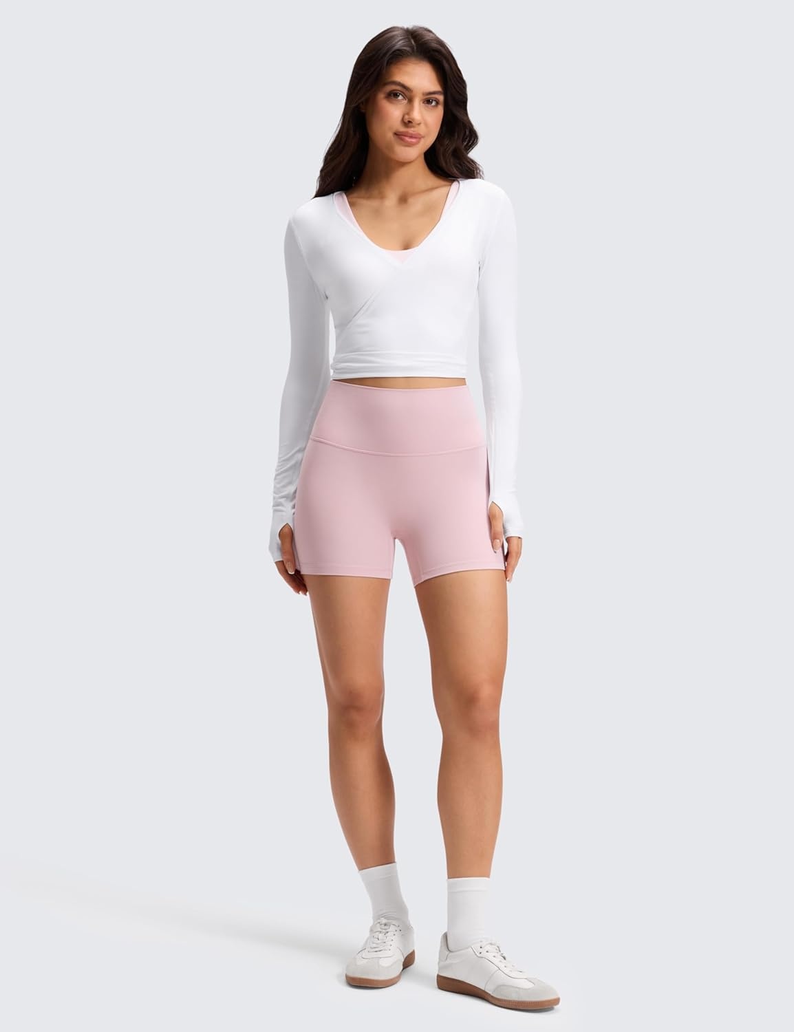 image:imageCRZ YOGA Butterluxe No Front Seam Biker Shorts 4 High Waisted Lounge Pilates Workout Athletic Womens Buttery SoftPink Haze