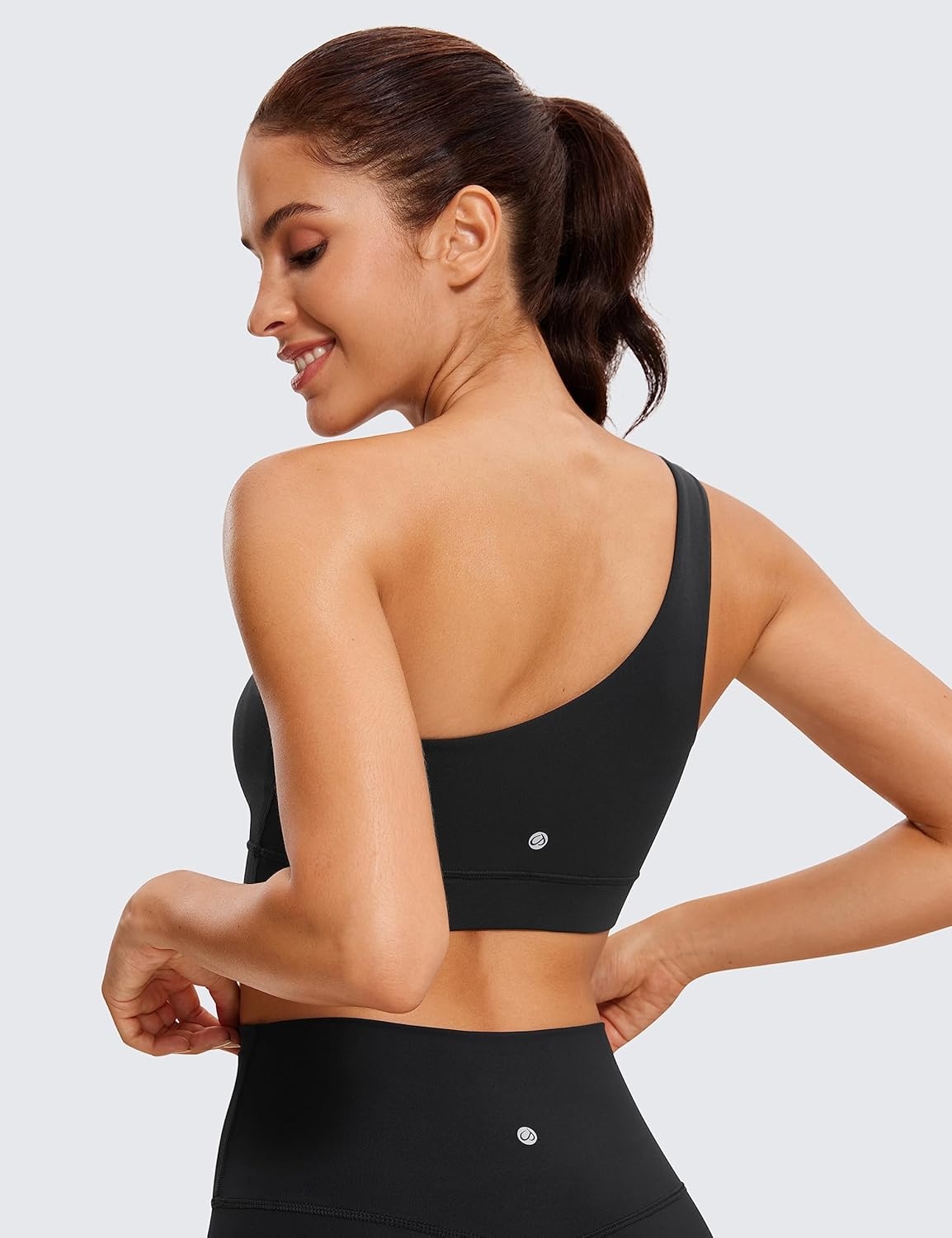 image:imageCRZ YOGA Butterluxe One Shoulder Sports Bras for Women Sleeveless One Strap Low Impact Asymmetrical Workout Yoga TopsBlack