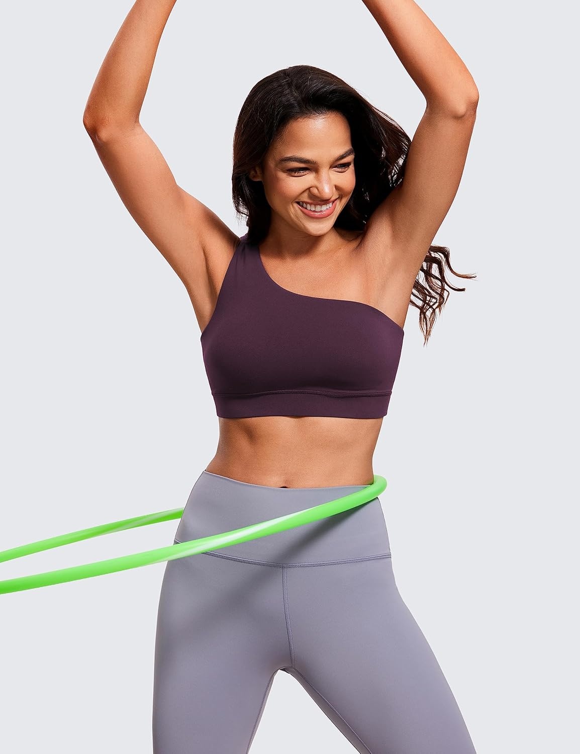 image:imageCRZ YOGA Butterluxe One Shoulder Sports Bras for Women Sleeveless One Strap Low Impact Asymmetrical Workout Yoga TopsDeep Purple