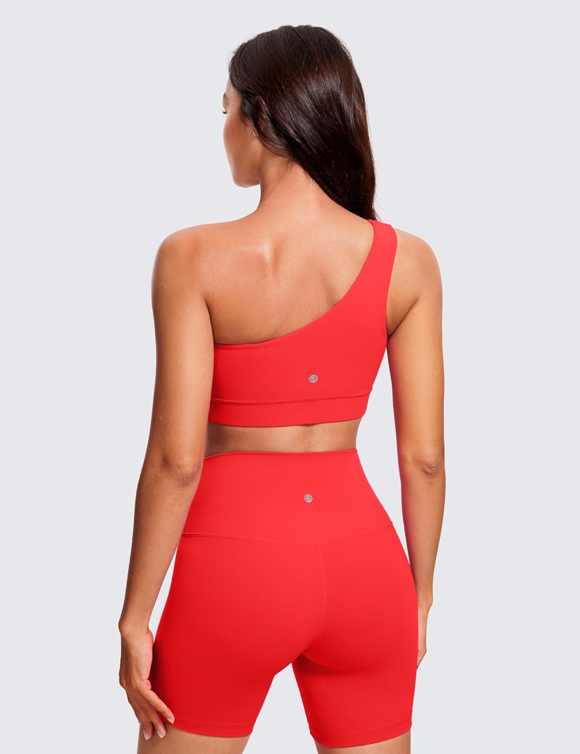 image:imageCRZ YOGA Butterluxe One Shoulder Sports Bras for Women Sleeveless One Strap Low Impact Asymmetrical Workout Yoga TopsDeep Red