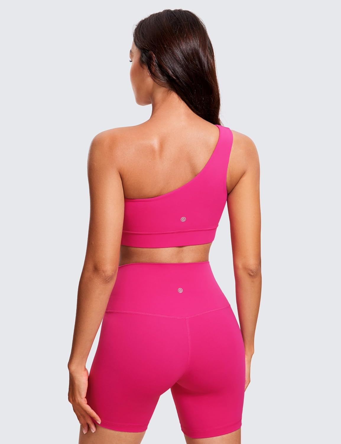 image:imageCRZ YOGA Butterluxe One Shoulder Sports Bras for Women Sleeveless One Strap Low Impact Asymmetrical Workout Yoga TopsGranita Pink