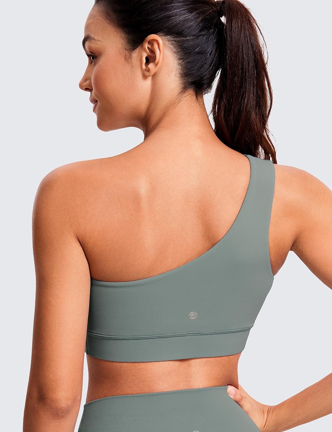 image:imageCRZ YOGA Butterluxe One Shoulder Sports Bras for Women Sleeveless One Strap Low Impact Asymmetrical Workout Yoga TopsGrey Sage