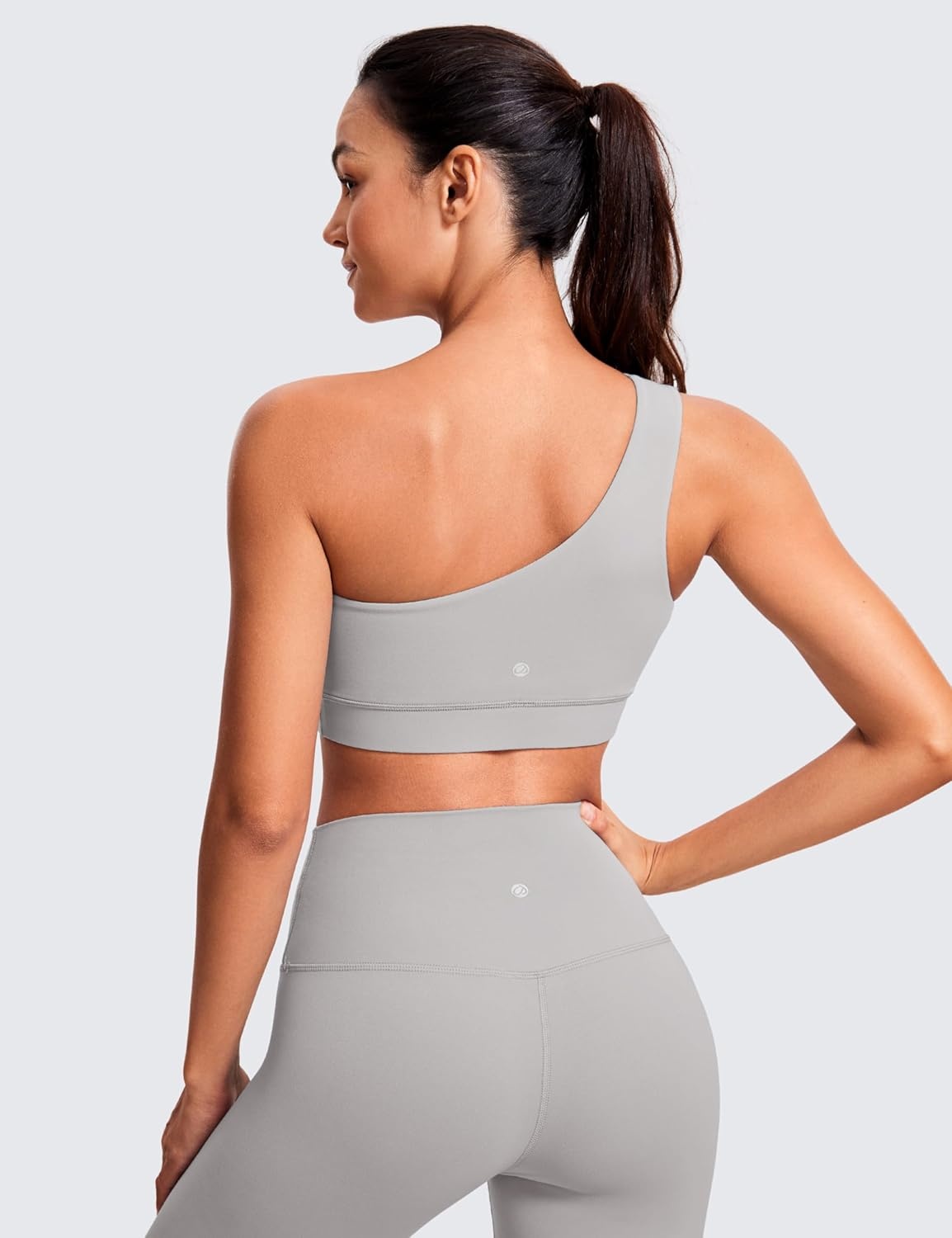 image:imageCRZ YOGA Butterluxe One Shoulder Sports Bras for Women Sleeveless One Strap Low Impact Asymmetrical Workout Yoga TopsGull Gray