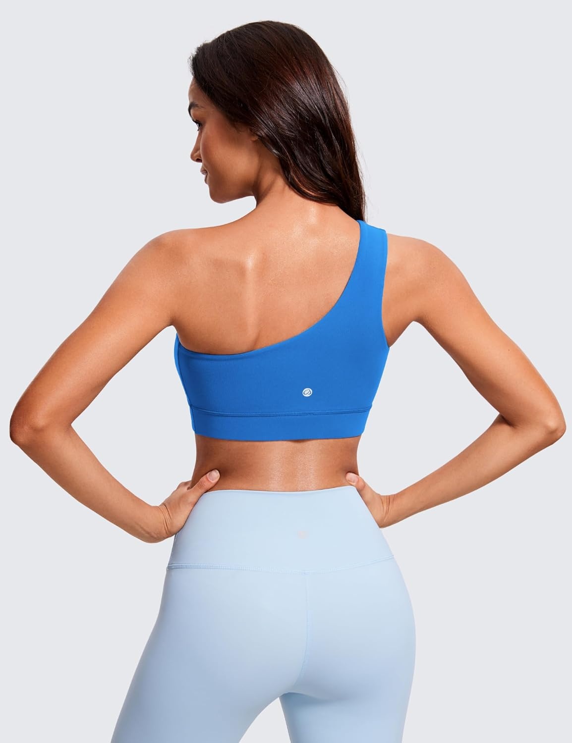 image:imageCRZ YOGA Butterluxe One Shoulder Sports Bras for Women Sleeveless One Strap Low Impact Asymmetrical Workout Yoga TopsSparkle Blue