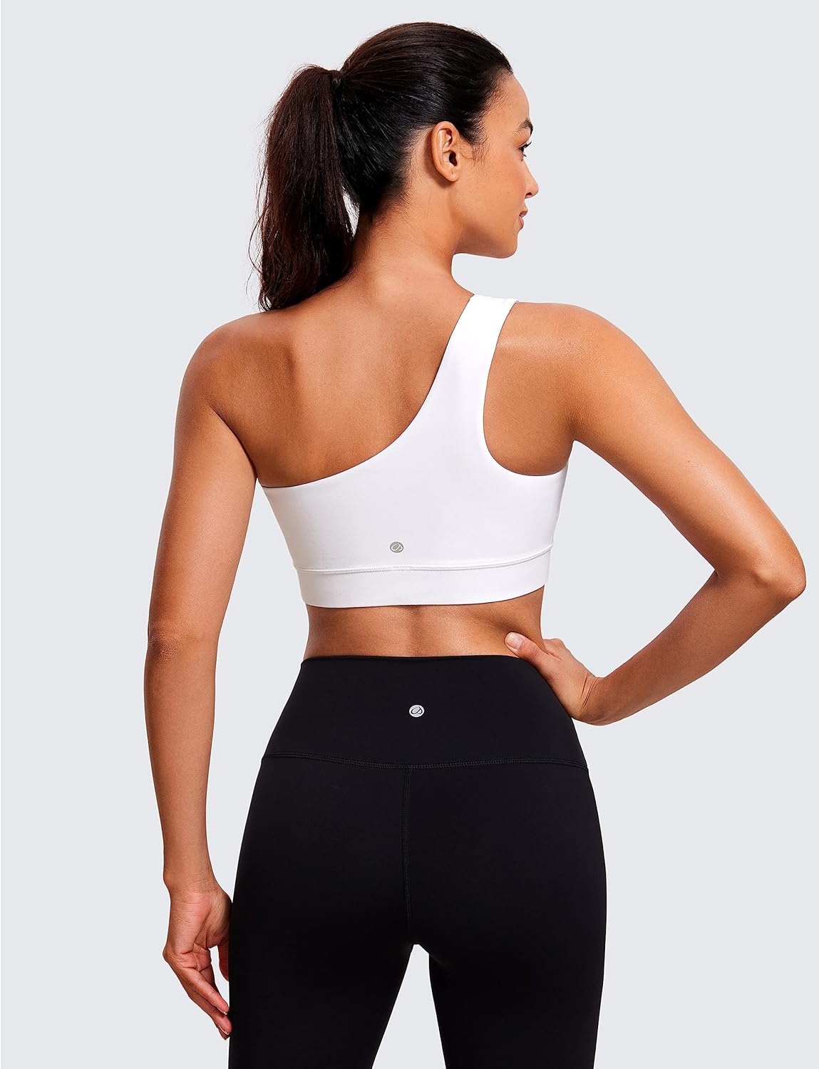 image:imageCRZ YOGA Butterluxe One Shoulder Sports Bras for Women Sleeveless One Strap Low Impact Asymmetrical Workout Yoga TopsWhite