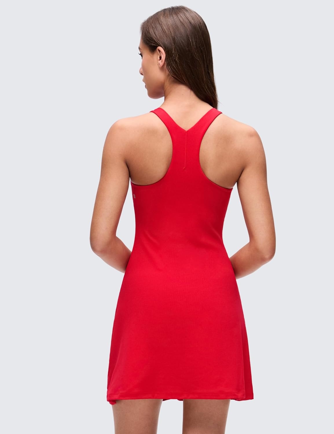 image:imageCRZ YOGA Butterluxe Racerback Mini Dress for Women A Line Crewneck Casual Travel Outfits with Bras No Builtin ShortsAurora Red