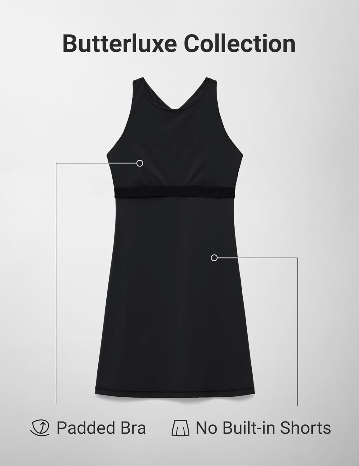 image:imageCRZ YOGA Butterluxe Racerback Mini Dress for Women A Line Crewneck Casual Travel Outfits with Bras No Builtin ShortsBlack