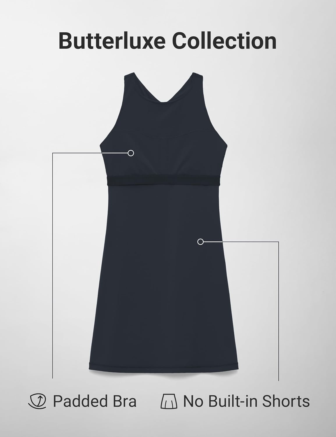 image:imageCRZ YOGA Butterluxe Racerback Mini Dress for Women A Line Crewneck Casual Travel Outfits with Bras No Builtin ShortsTrue Navy