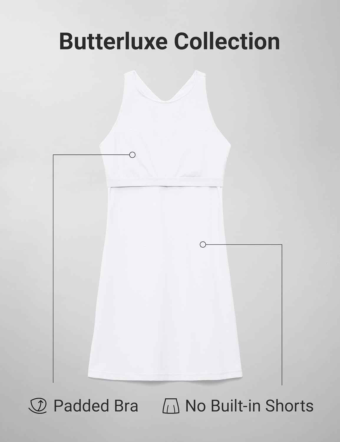 image:imageCRZ YOGA Butterluxe Racerback Mini Dress for Women A Line Crewneck Casual Travel Outfits with Bras No Builtin ShortsWhite
