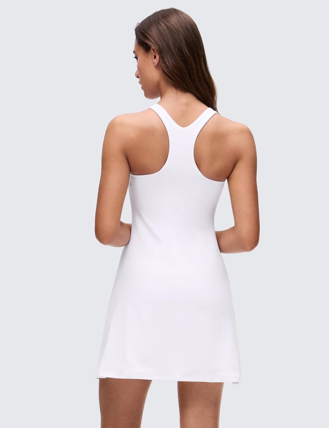 image:imageCRZ YOGA Butterluxe Racerback Mini Dress for Women A Line Crewneck Casual Travel Outfits with Bras No Builtin ShortsWhite