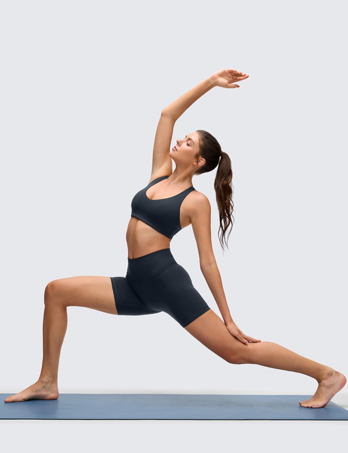image:imageCRZ YOGA Butterluxe Racerback Sports Bras for Women V Neck Supportive Padded Wireless Athletic Yoga Crop Top True Navy Medium