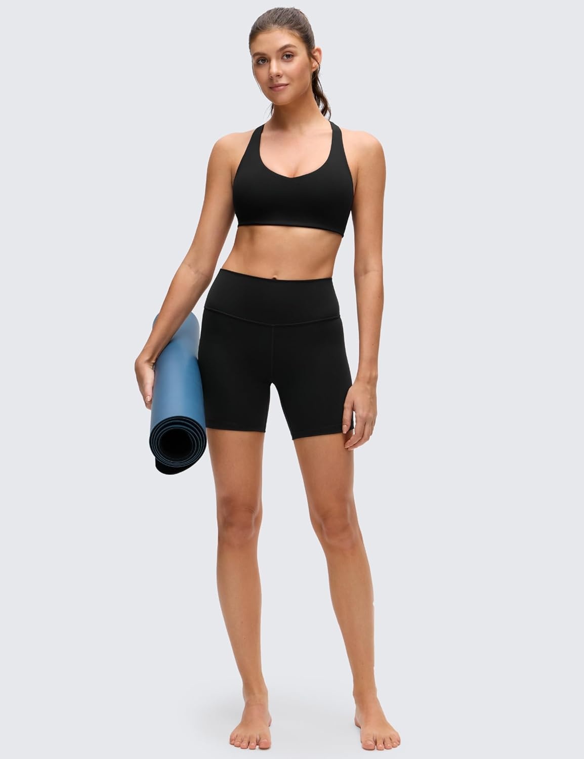 image:imageCRZ YOGA Butterluxe Racerback Sports Bras for Women V Neck Supportive Padded Wireless Athletic Yoga Crop TopBlack