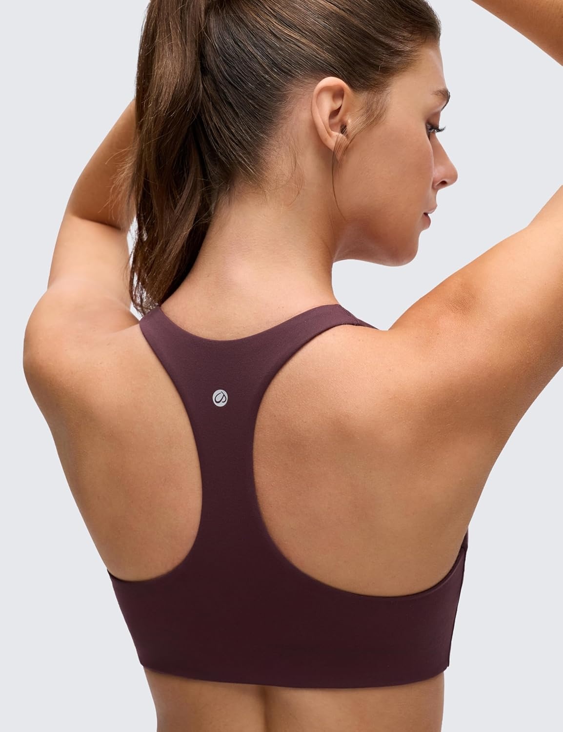 image:imageCRZ YOGA Butterluxe Racerback Sports Bras for Women V Neck Supportive Padded Wireless Athletic Yoga Crop TopRipe Plum