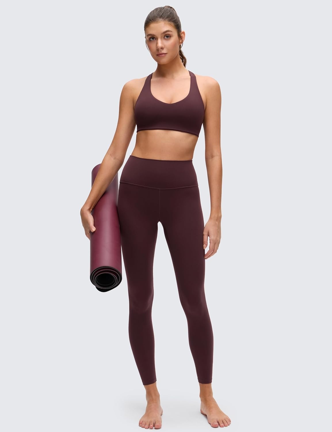 image:imageCRZ YOGA Butterluxe Racerback Sports Bras for Women V Neck Supportive Padded Wireless Athletic Yoga Crop TopRipe Plum