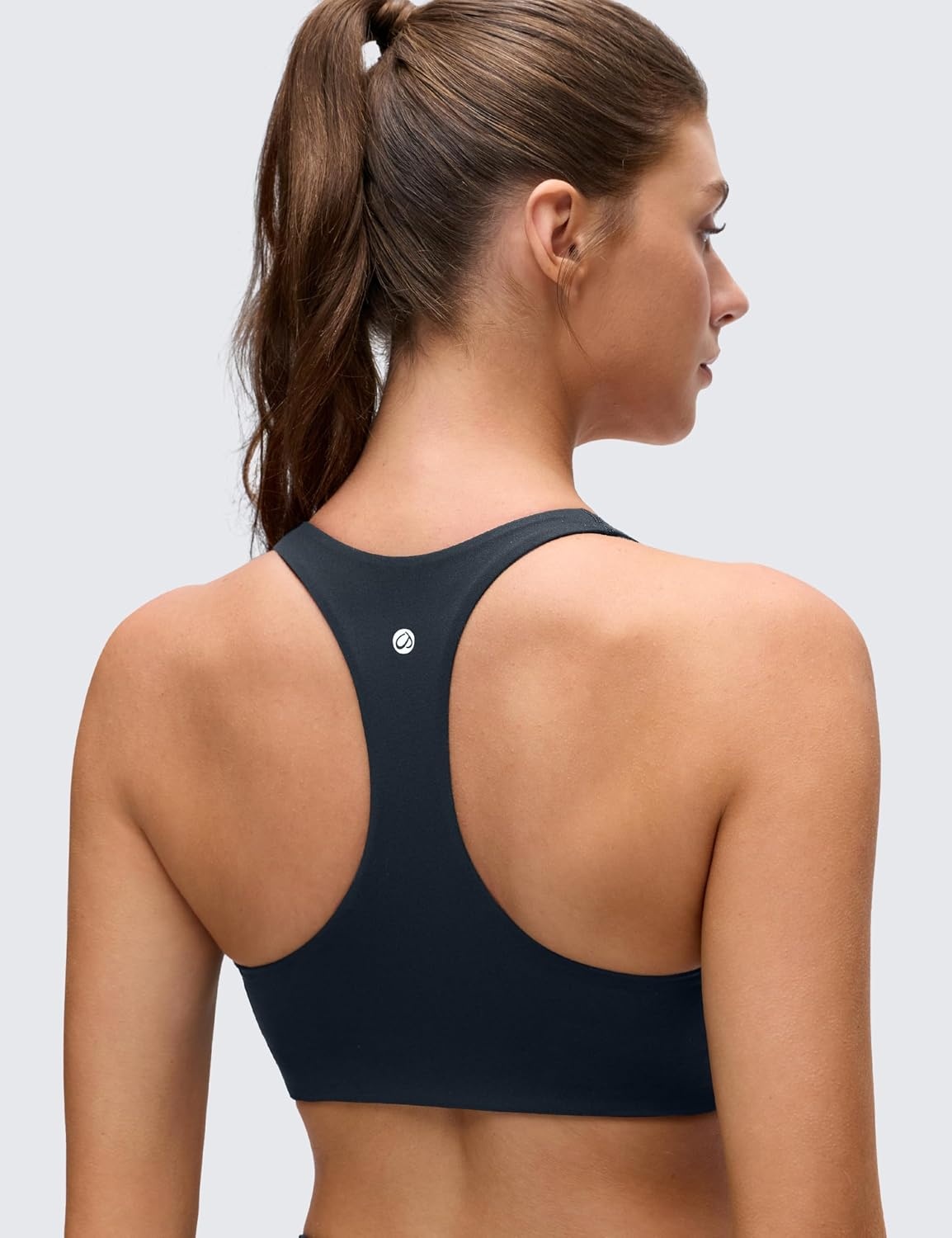image:imageCRZ YOGA Butterluxe Racerback Sports Bras for Women V Neck Supportive Padded Wireless Athletic Yoga Crop TopTrue Navy