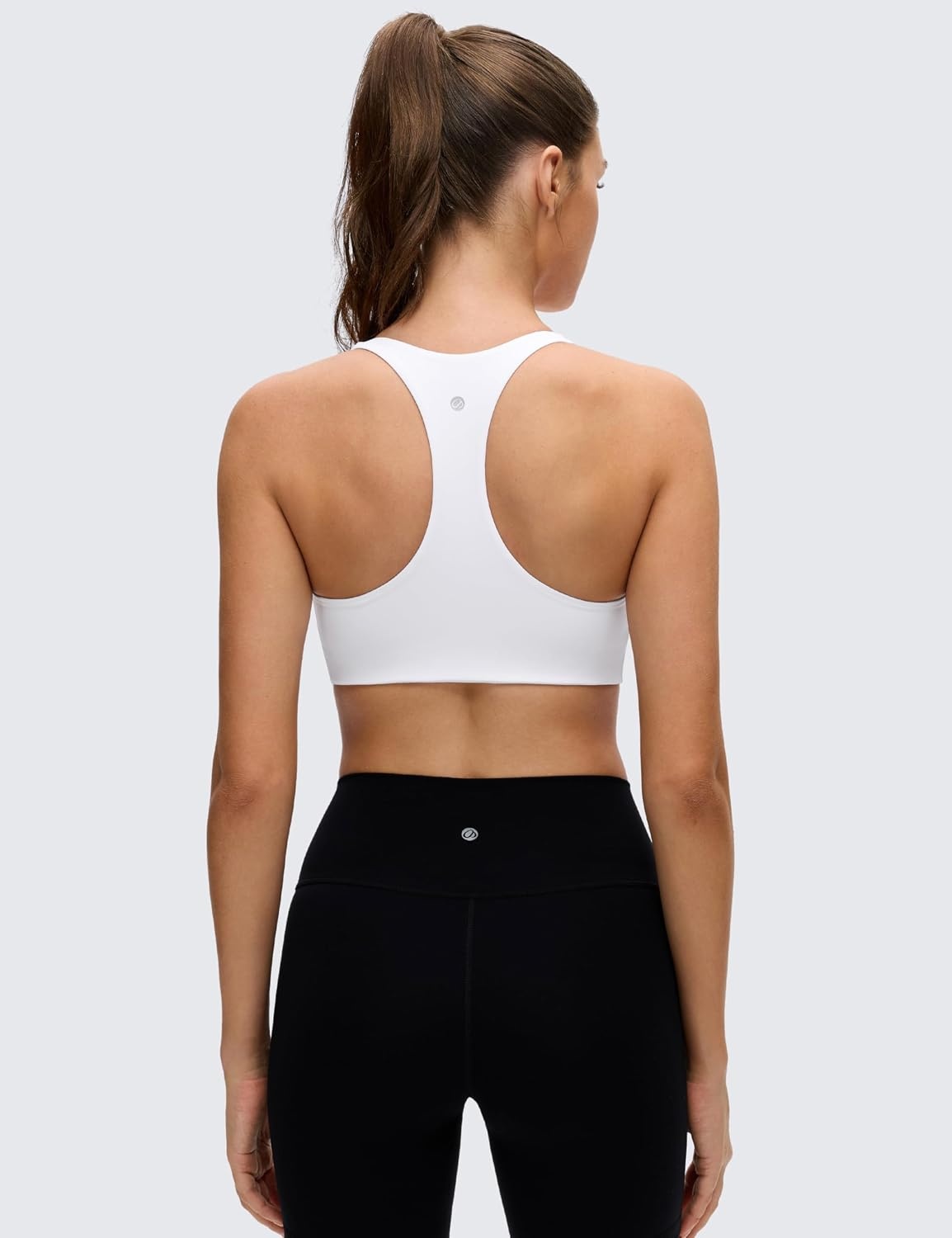 image:imageCRZ YOGA Butterluxe Racerback Sports Bras for Women V Neck Supportive Padded Wireless Athletic Yoga Crop TopWhite