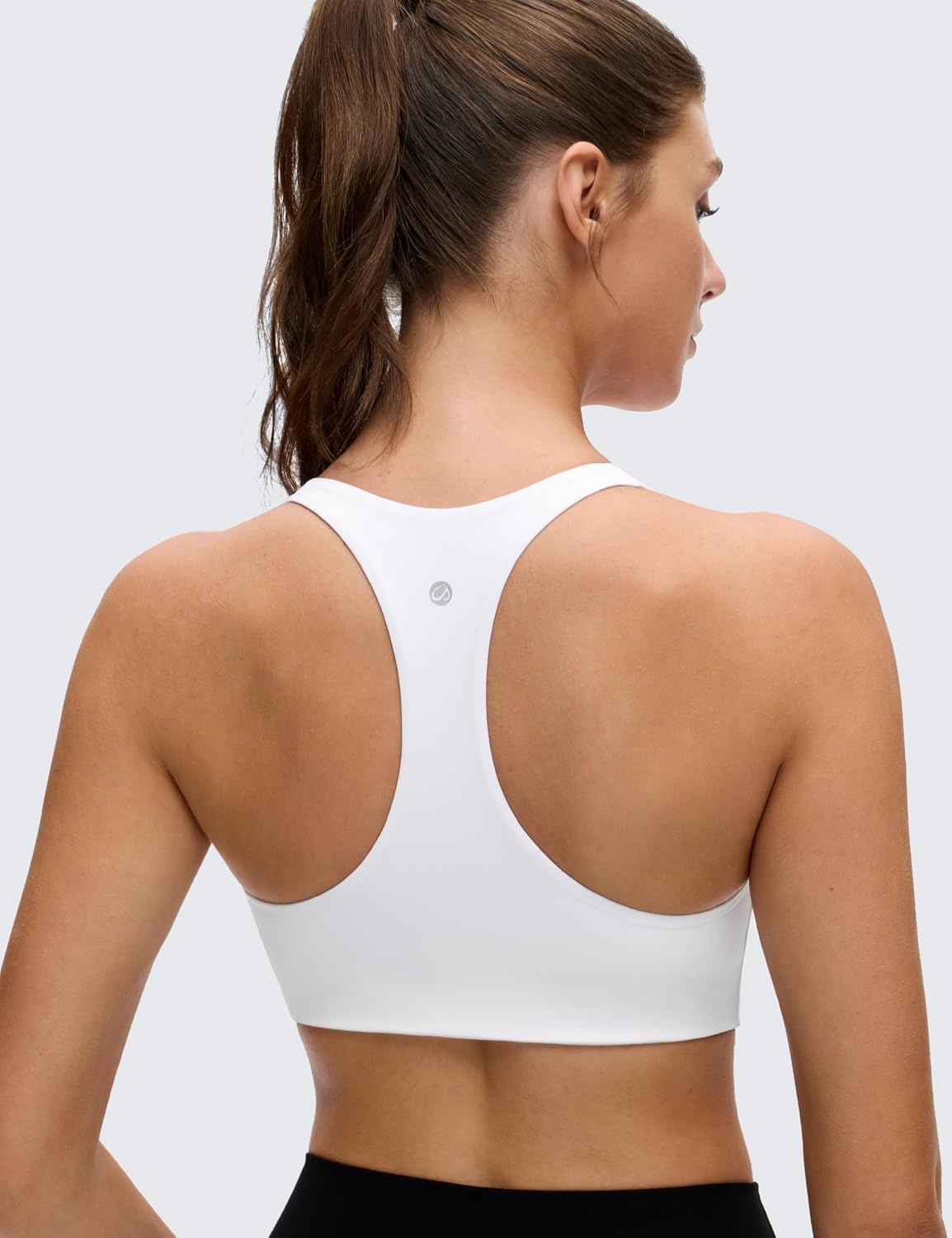 image:imageCRZ YOGA Butterluxe Racerback Sports Bras for Women V Neck Supportive Padded Wireless Athletic Yoga Crop TopWhite