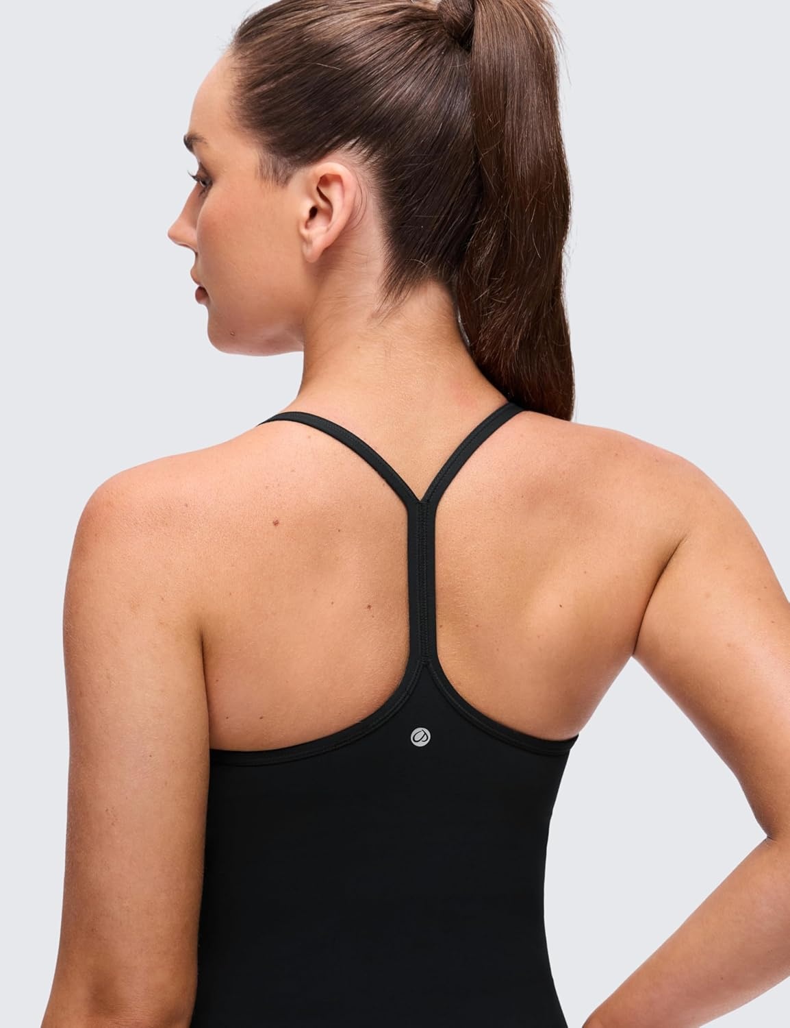 image:imageCRZ YOGA Butterluxe Racerback Tank Tops for Women Scoop Neck Spaghetti Strap Padded Workout Camisole with Built in BraBlack