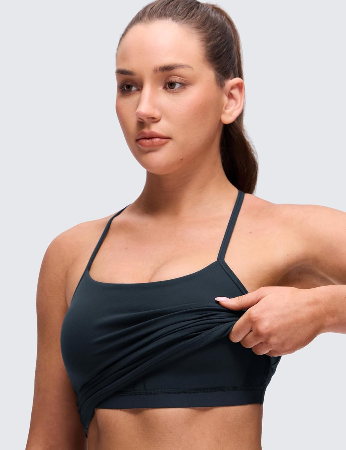 image:imageCRZ YOGA Butterluxe Racerback Tank Tops for Women Scoop Neck Spaghetti Strap Padded Workout Camisole with Built in BraTrue Navy