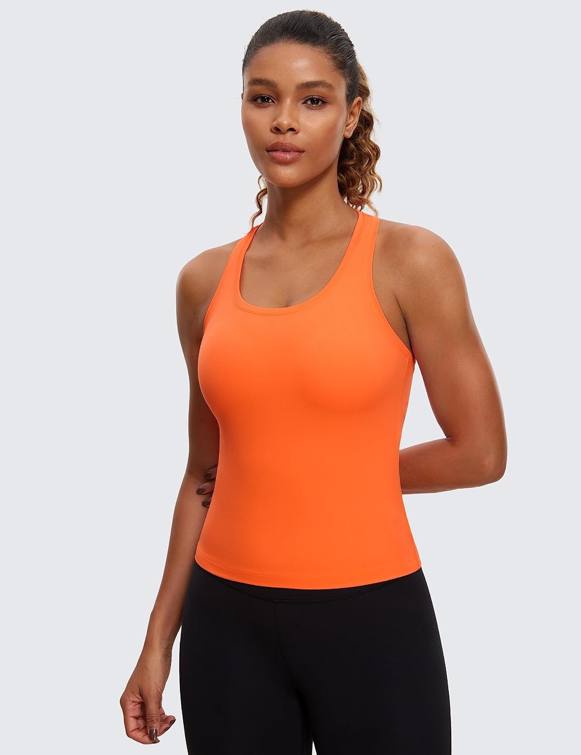image:imageCRZ YOGA Butterluxe Racerback Tank Tops for Women Yoga Workout Casual Gym Athletic Camisole Tight Sleeveless ShirtsNeon Orange