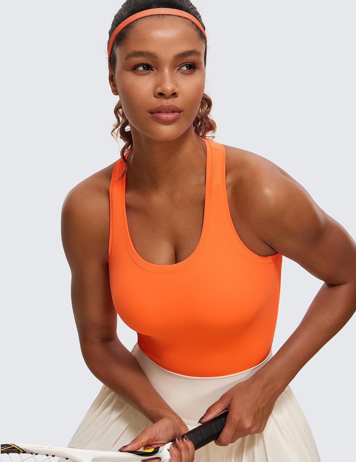 image:imageCRZ YOGA Butterluxe Racerback Tank Tops for Women Yoga Workout Casual Gym Athletic Camisole Tight Sleeveless ShirtsNeon Orange