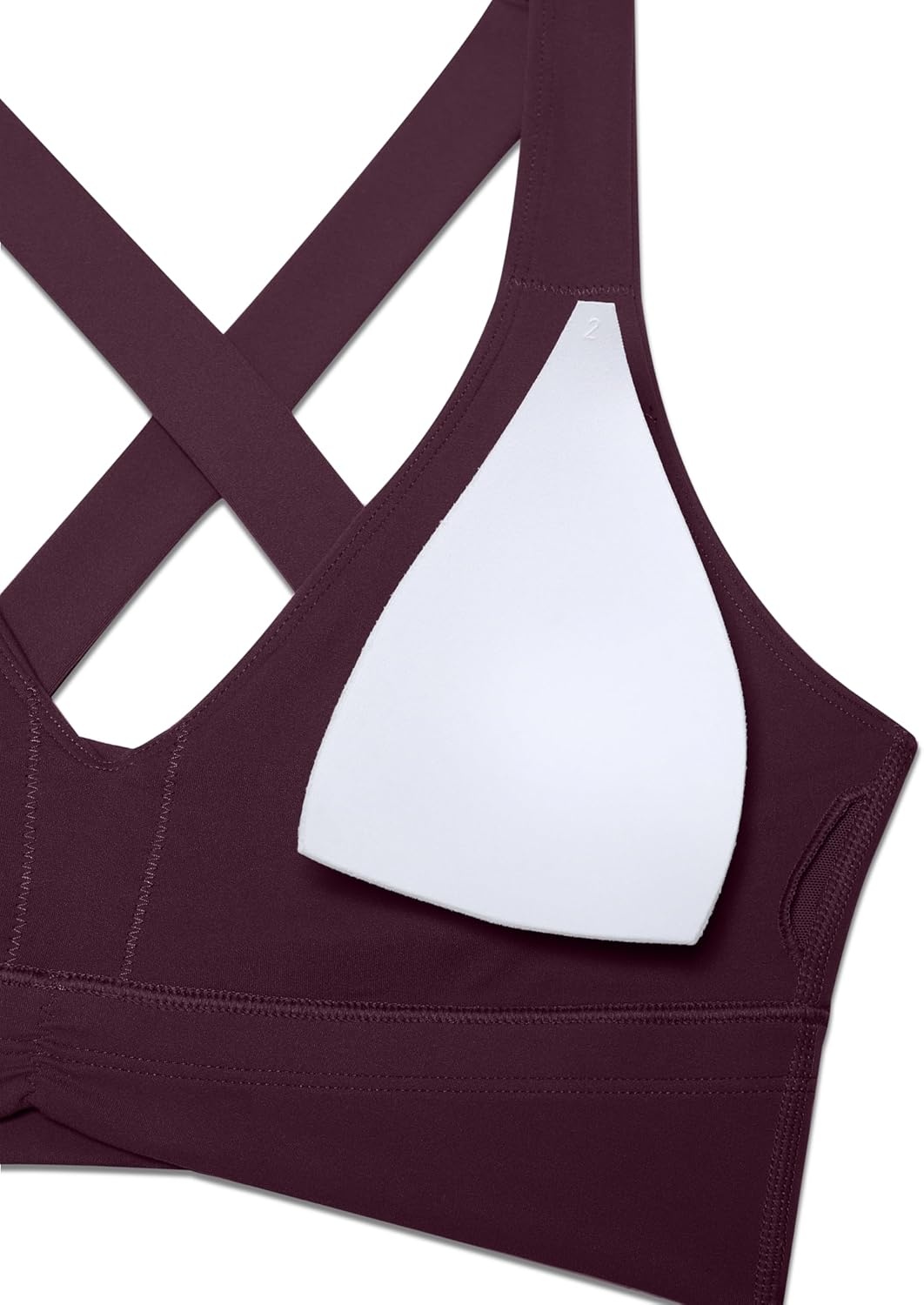image:imageCRZ YOGA Butterluxe Ruched Longline Sports Bras for Women V Neck Padded Yoga Tank Wide Straps Cross Back Crop TopsDeep Purple