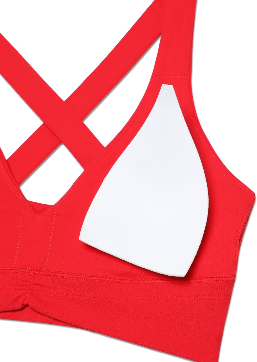 image:imageCRZ YOGA Butterluxe Ruched Longline Sports Bras for Women V Neck Padded Yoga Tank Wide Straps Cross Back Crop TopsDeep Red