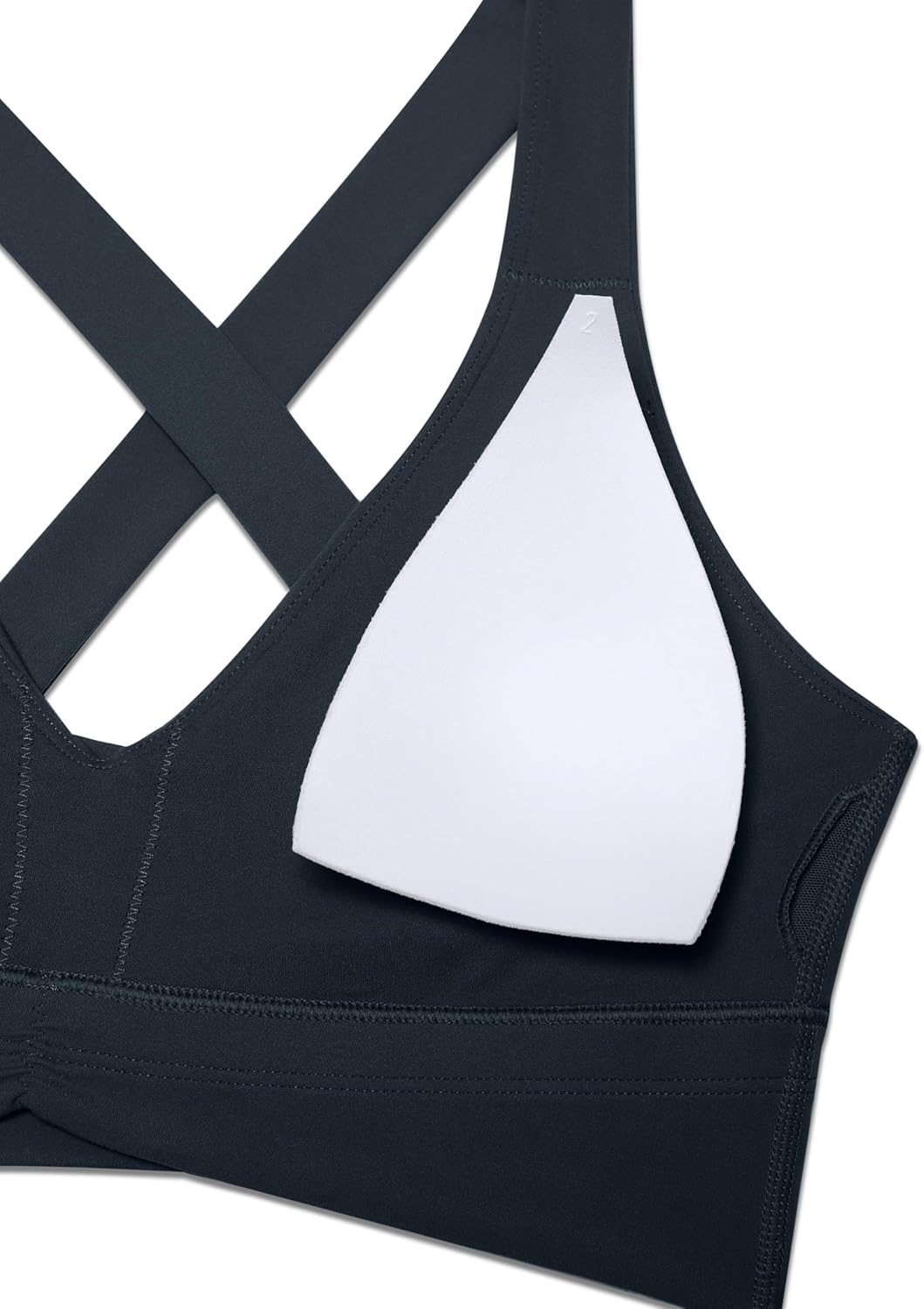 image:imageCRZ YOGA Butterluxe Ruched Longline Sports Bras for Women V Neck Padded Yoga Tank Wide Straps Cross Back Crop TopsTrue Navy
