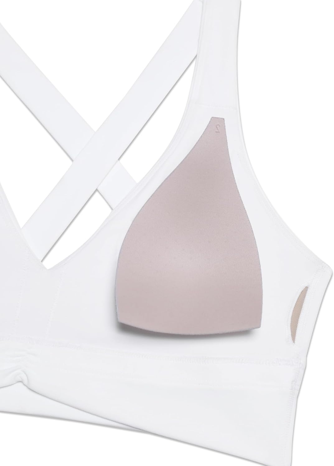 image:imageCRZ YOGA Butterluxe Ruched Longline Sports Bras for Women V Neck Padded Yoga Tank Wide Straps Cross Back Crop TopsWhite