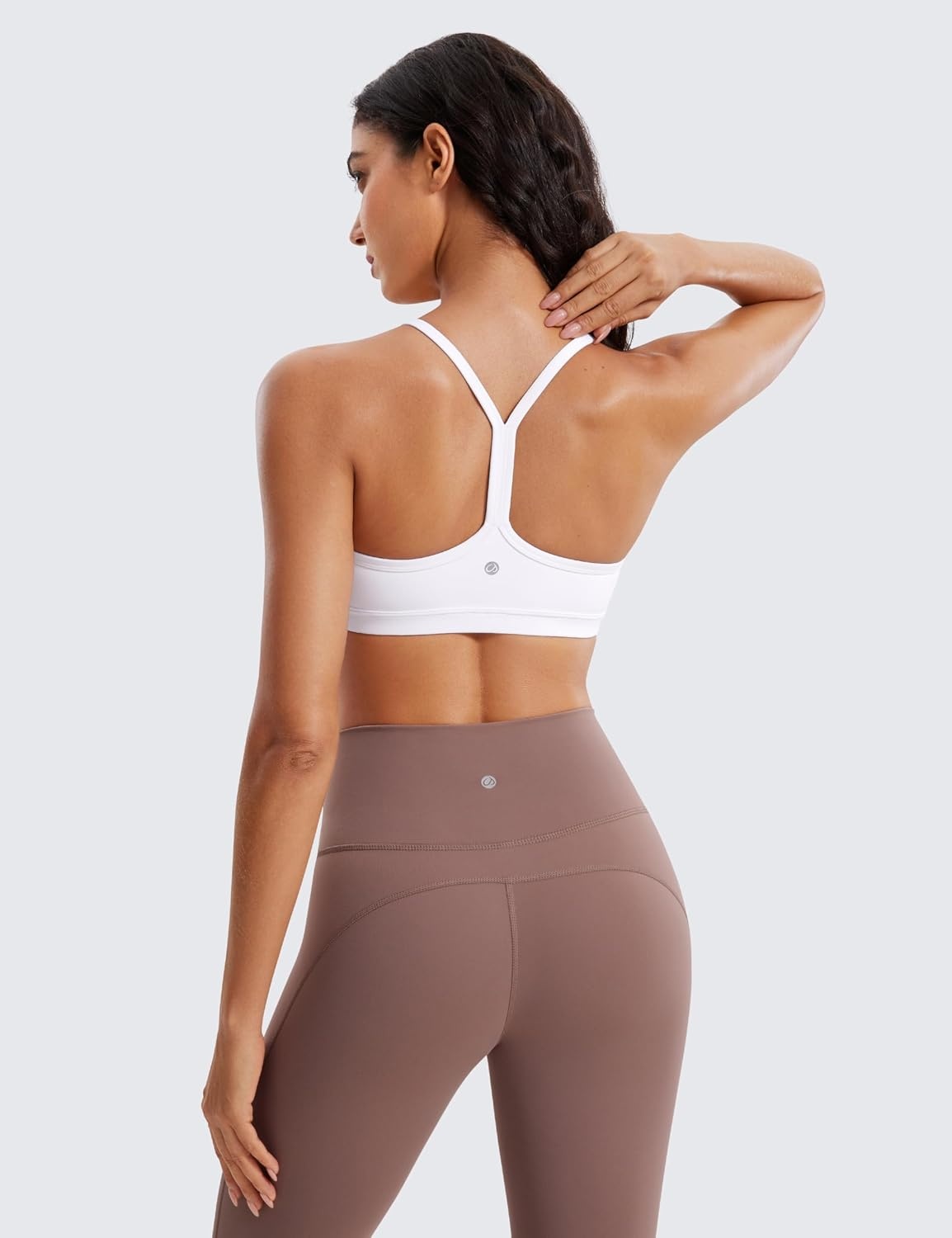 image:imageCRZ YOGA Butterluxe Ruched Sports Bras for Women V Neck Spaghetti Thin Strap Y Back Wireless Padded Yoga Crop TopWhite