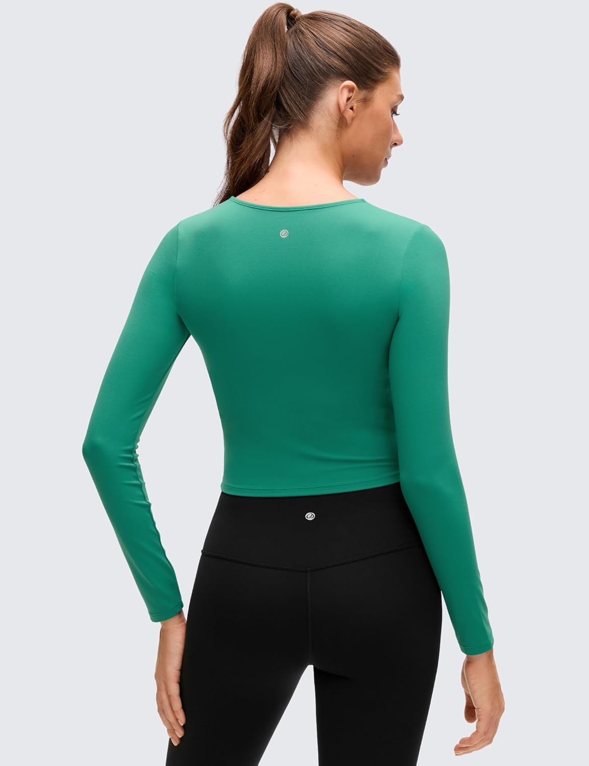 image:imageCRZ YOGA Butterluxe Scoop Neck Long Sleeve Shirts for Women Workout Athletic Casual Tops Crop Slim Basic Tight ShirtCascadia Green