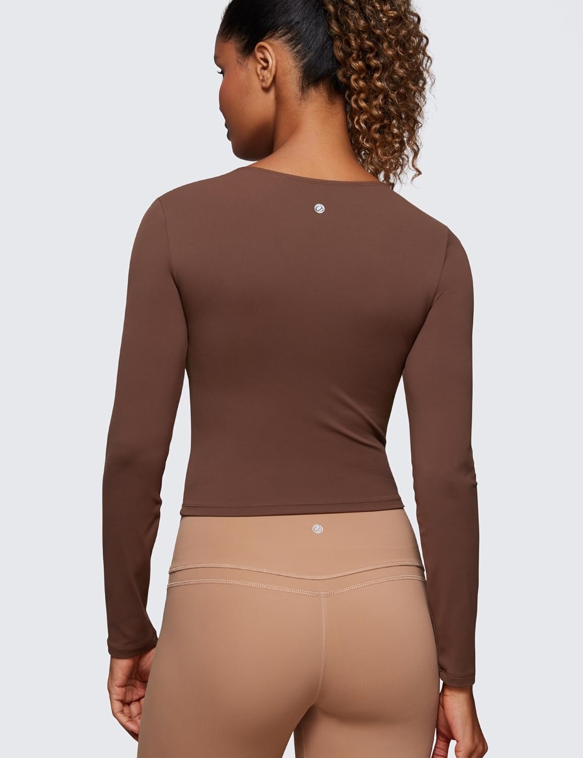 image:imageCRZ YOGA Butterluxe Scoop Neck Long Sleeve Shirts for Women Workout Athletic Casual Tops Crop Slim Basic Tight ShirtCoffee Brown
