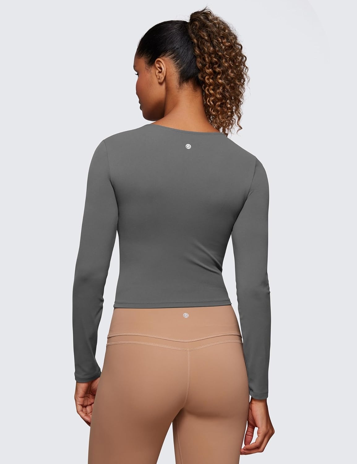 image:imageCRZ YOGA Butterluxe Scoop Neck Long Sleeve Shirts for Women Workout Athletic Casual Tops Crop Slim Basic Tight ShirtLava Smoke Grey