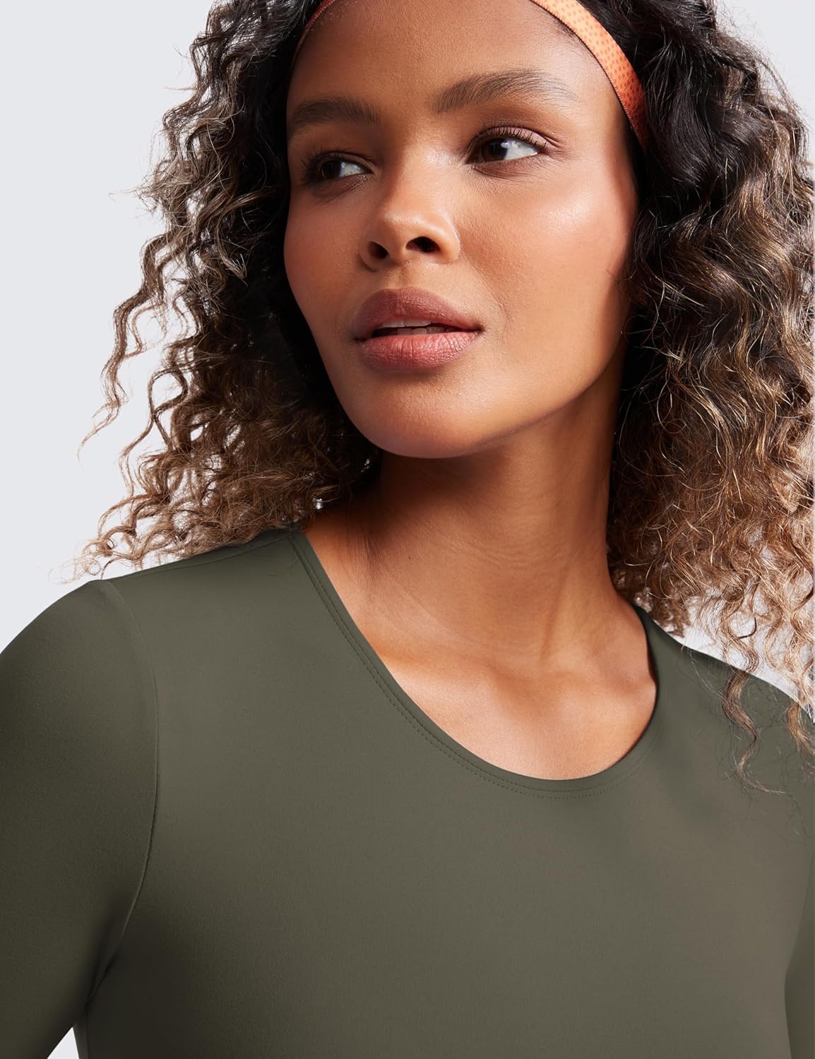 image:imageCRZ YOGA Butterluxe Scoop Neck Long Sleeve Shirts for Women Workout Athletic Casual Tops Crop Slim Basic Tight ShirtLight Army Green