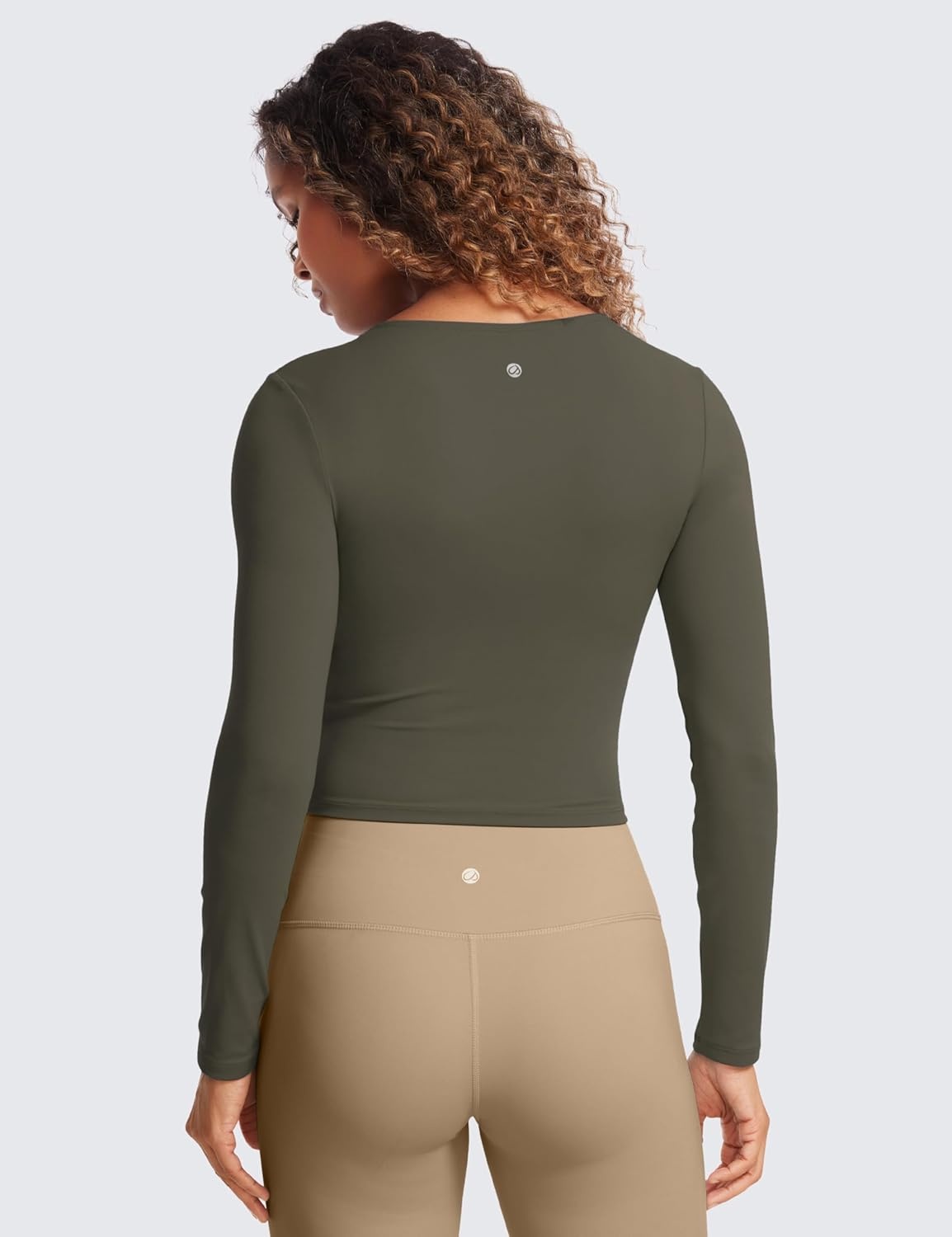 image:imageCRZ YOGA Butterluxe Scoop Neck Long Sleeve Shirts for Women Workout Athletic Casual Tops Crop Slim Basic Tight ShirtLight Army Green
