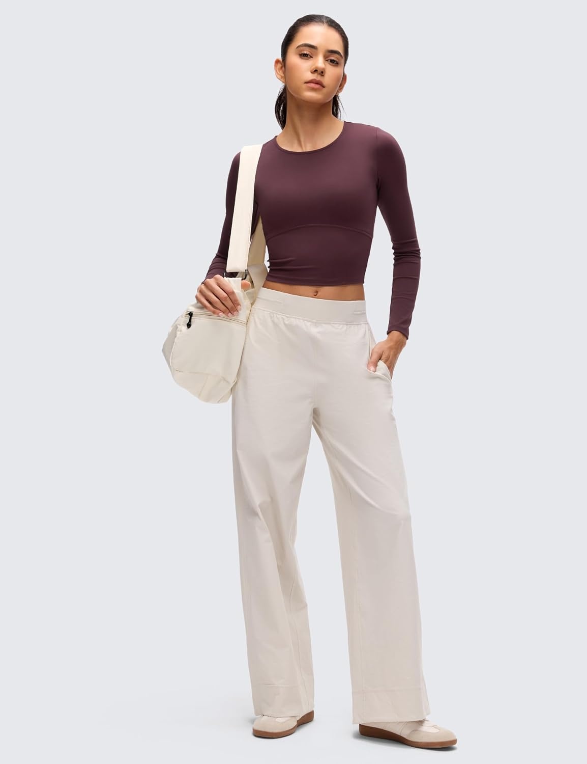 image:imageCRZ YOGA Butterluxe Scoop Neck Long Sleeve Shirts for Women Workout Athletic Casual Tops Crop Slim Basic Tight ShirtRipe Plum