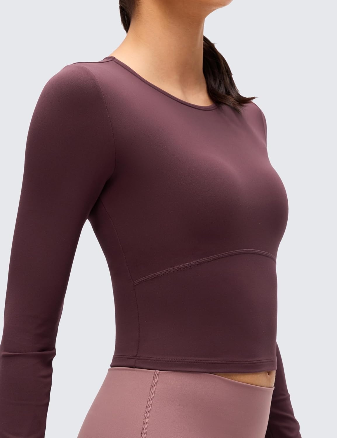 image:imageCRZ YOGA Butterluxe Scoop Neck Long Sleeve Shirts for Women Workout Athletic Casual Tops Crop Slim Basic Tight ShirtRipe Plum
