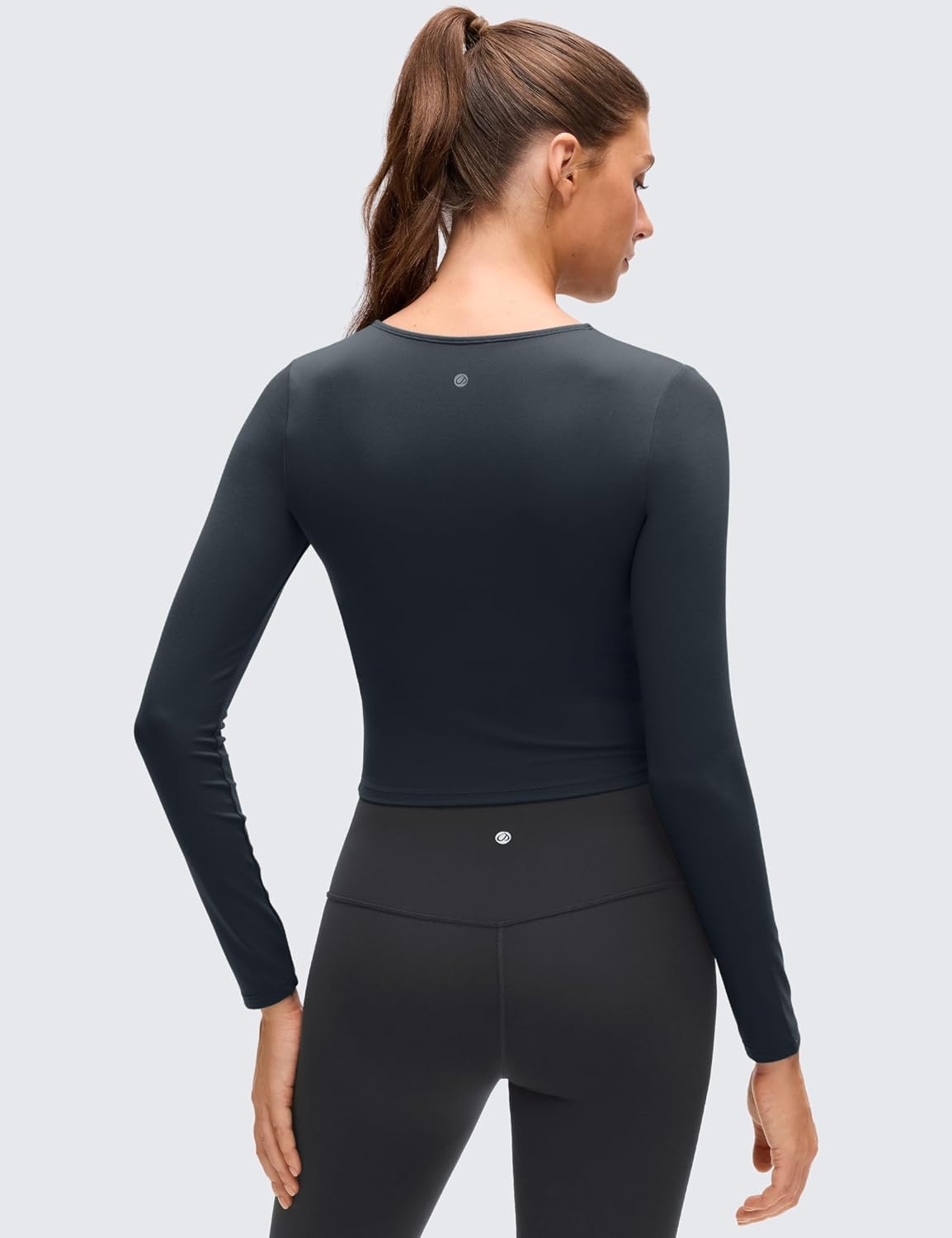 image:imageCRZ YOGA Butterluxe Scoop Neck Long Sleeve Shirts for Women Workout Athletic Casual Tops Crop Slim Basic Tight ShirtTrue Navy