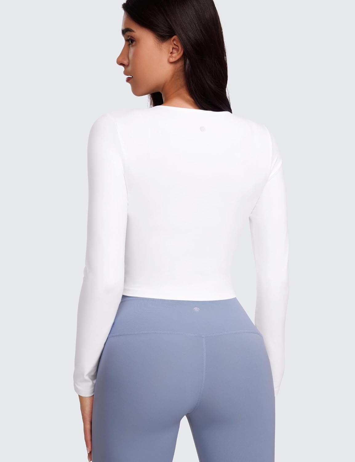 image:imageCRZ YOGA Butterluxe Scoop Neck Long Sleeve Shirts for Women Workout Athletic Casual Tops Crop Slim Basic Tight ShirtWhite