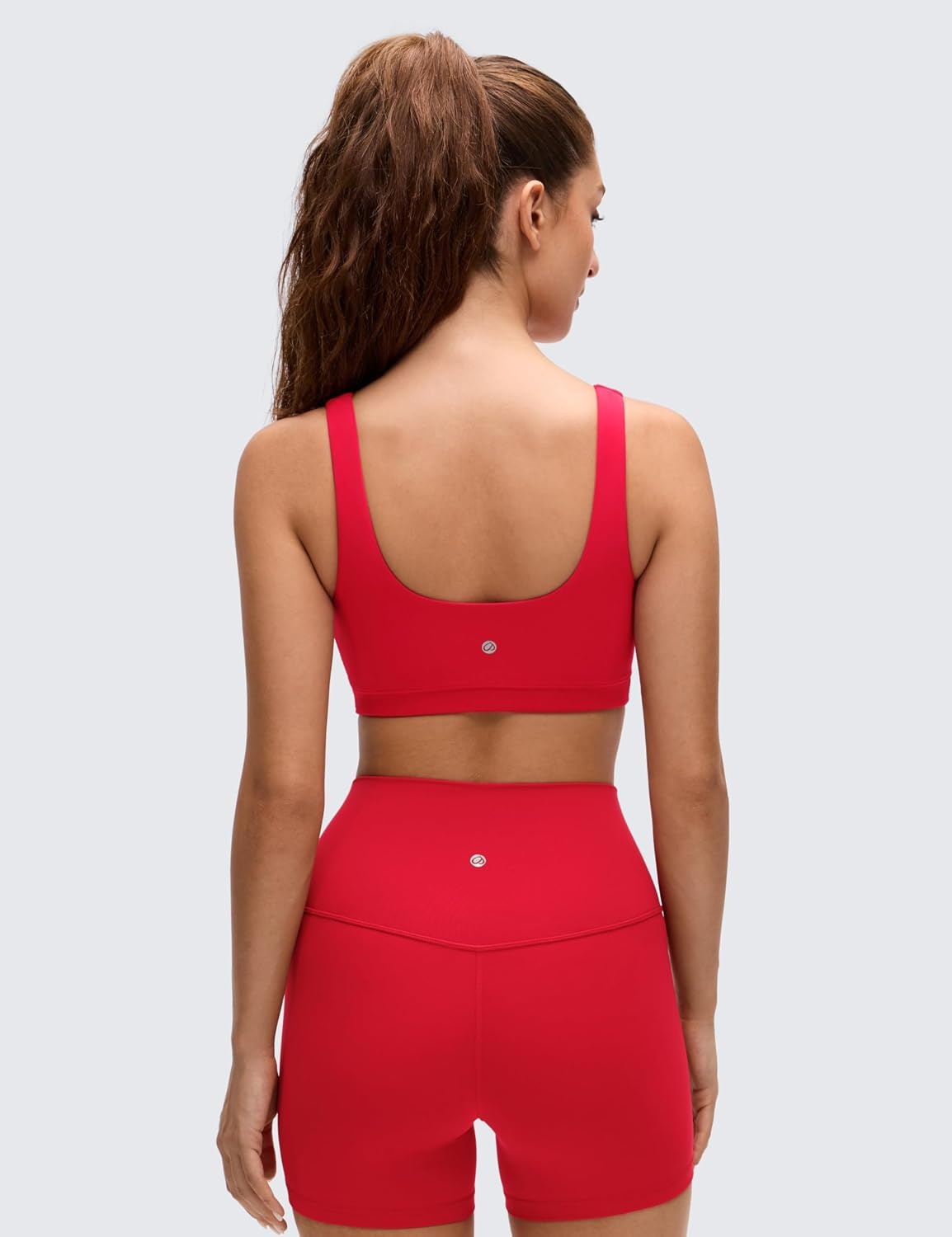 image:imageCRZ YOGA Butterluxe Scoop Neck Sports Bras for Women U Back Padded Wide Strap Wireless Yoga TopAurora Red