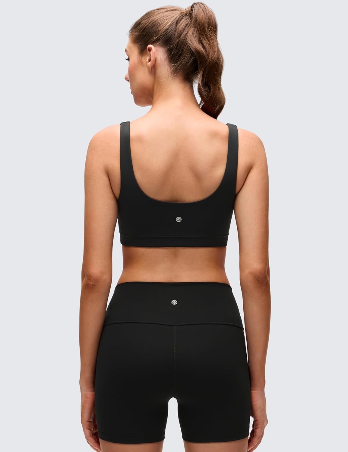 image:imageCRZ YOGA Butterluxe Scoop Neck Sports Bras for Women U Back Padded Wide Strap Wireless Yoga TopBlack