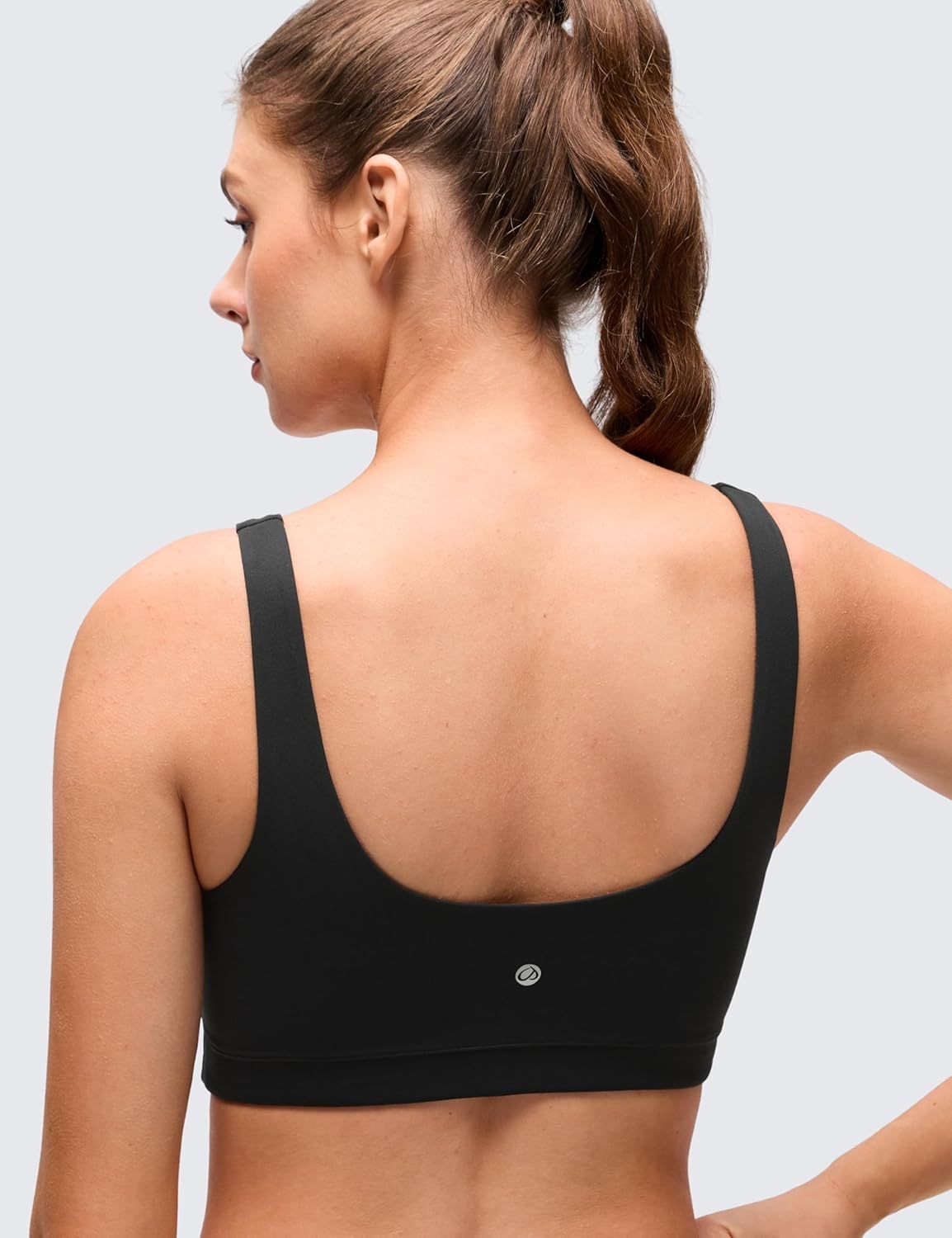image:imageCRZ YOGA Butterluxe Scoop Neck Sports Bras for Women U Back Padded Wide Strap Wireless Yoga TopBlack