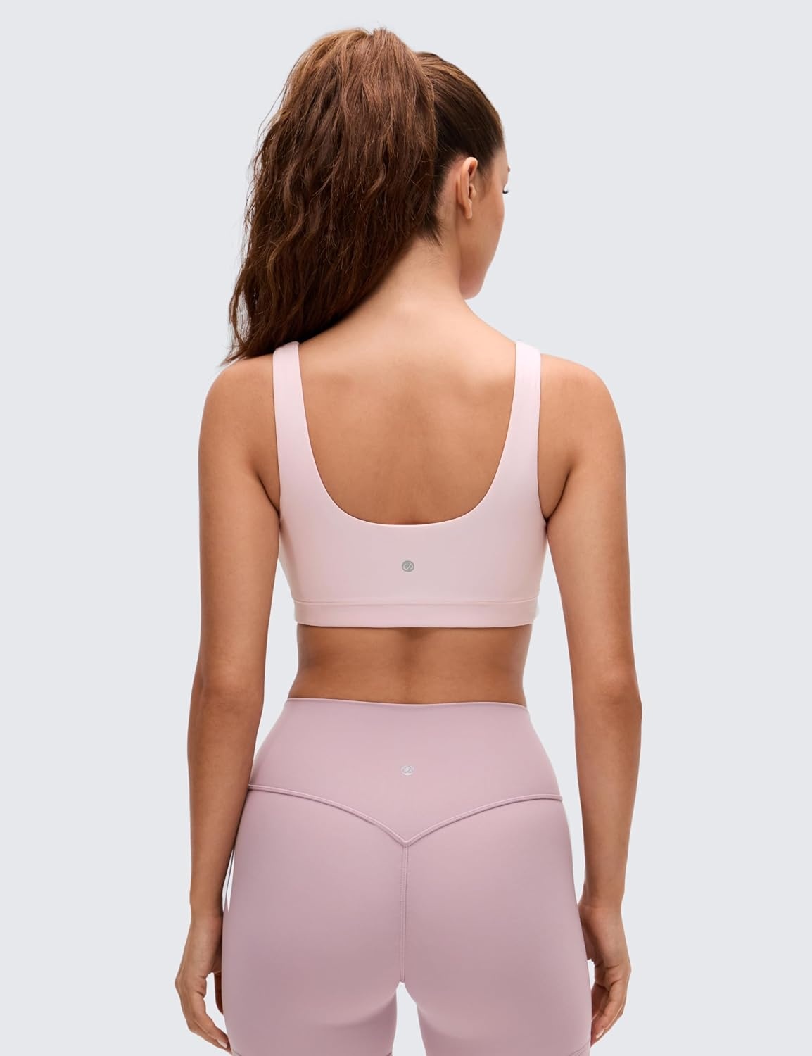 image:imageCRZ YOGA Butterluxe Scoop Neck Sports Bras for Women U Back Padded Wide Strap Wireless Yoga TopStrawberry Pink