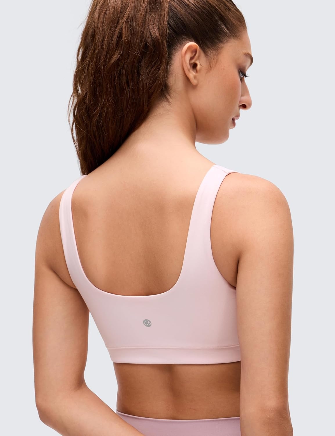 image:imageCRZ YOGA Butterluxe Scoop Neck Sports Bras for Women U Back Padded Wide Strap Wireless Yoga TopStrawberry Pink