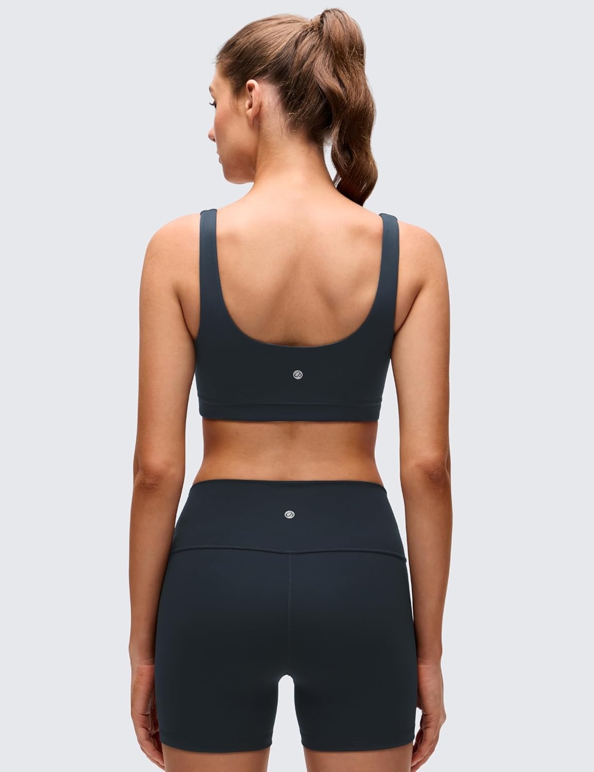image:imageCRZ YOGA Butterluxe Scoop Neck Sports Bras for Women U Back Padded Wide Strap Wireless Yoga TopTrue Navy
